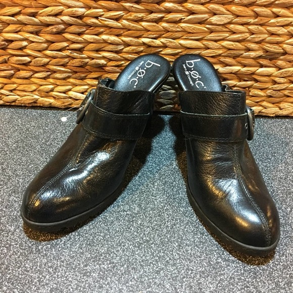 B.O.C. Black Clogs with Buckle Detail - Picture 1 of 8